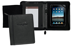 black leather iPad jacket with note pad