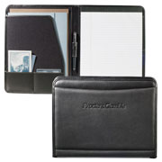 black leather writing pad folder with outside document pocket