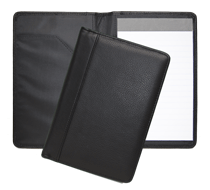 black leather junior pad holder with pen slot