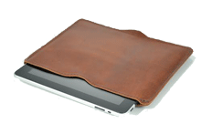 brown stitched leather iPad sleeve