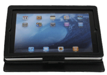 black synthetic leather iPad case